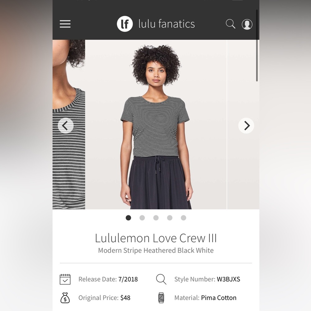 Lululemon Love Crew Modern Stripe Heathered
Black White. Estimated size 2 - Picture 4 of 4